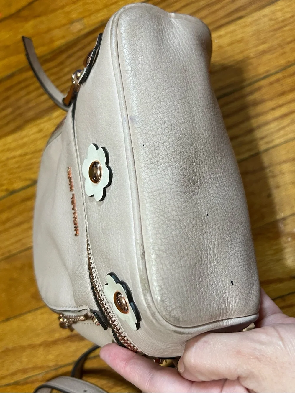 Michael Kors Light Pink Floral Mini Backpack Purse with Detachable Straps